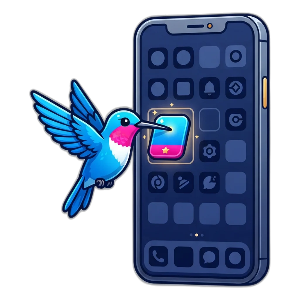 Hummingbird pinning a new 6E Club app tile onto a phone home screen