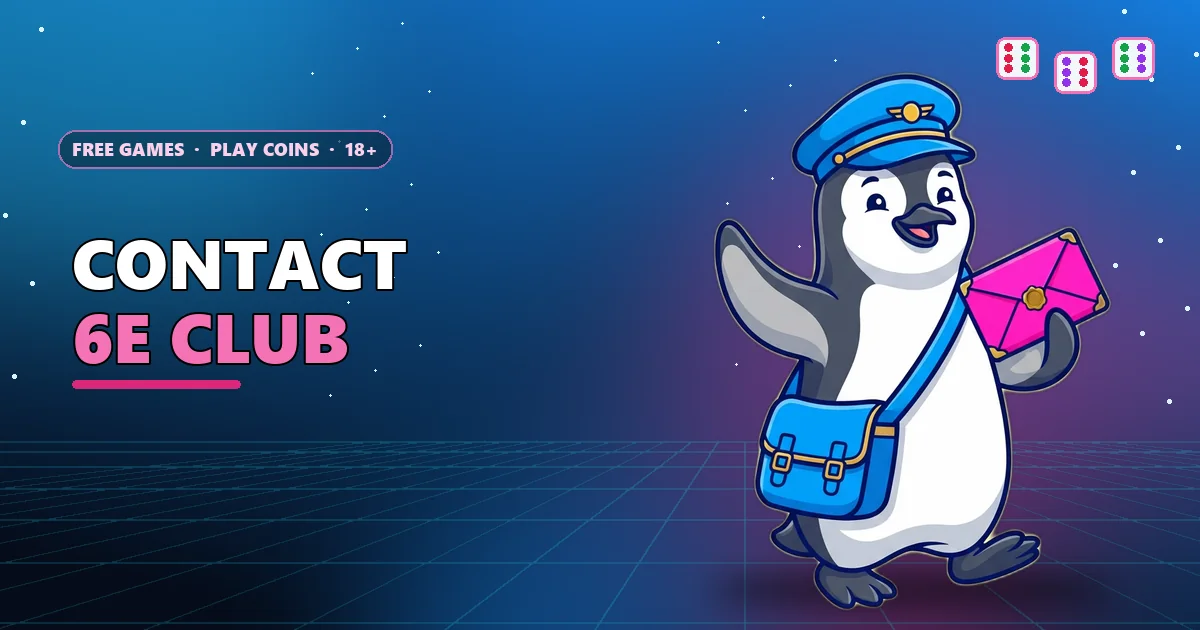 Postal penguin carrying an envelope for the Contact 6E Club page