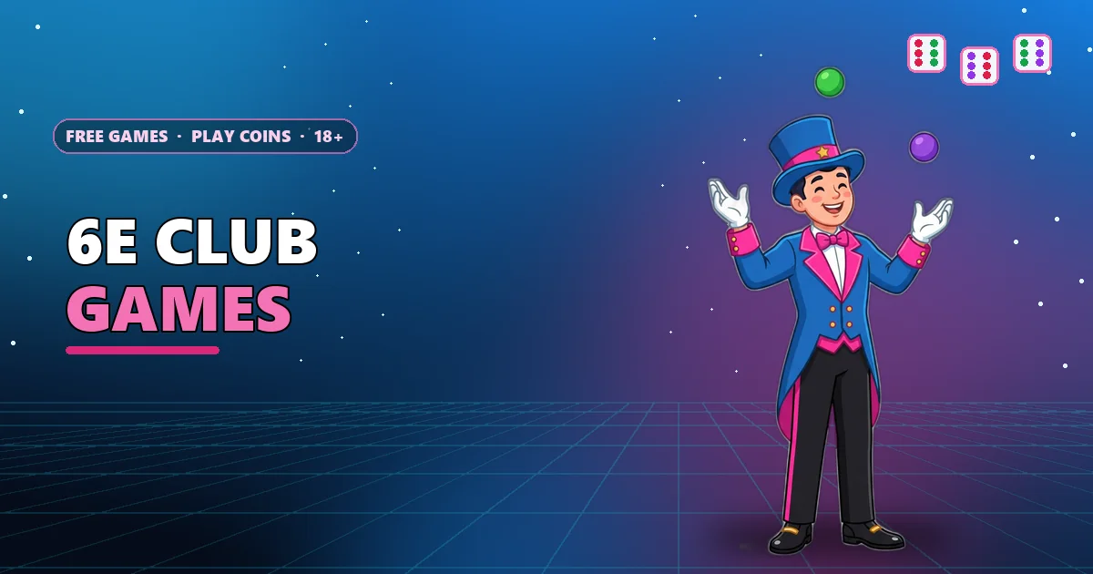 Stage magician tossing red, green and violet balls for the 6E Club games guide