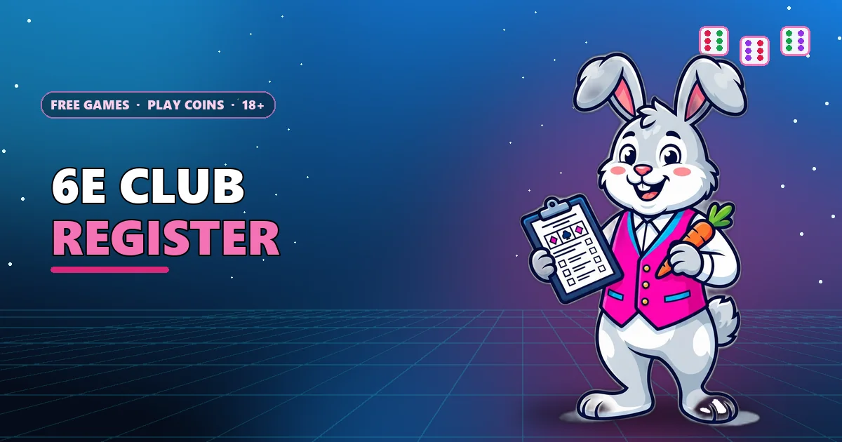 Lucky rabbit with a clipboard and carrot pen for the 6E Club register guide