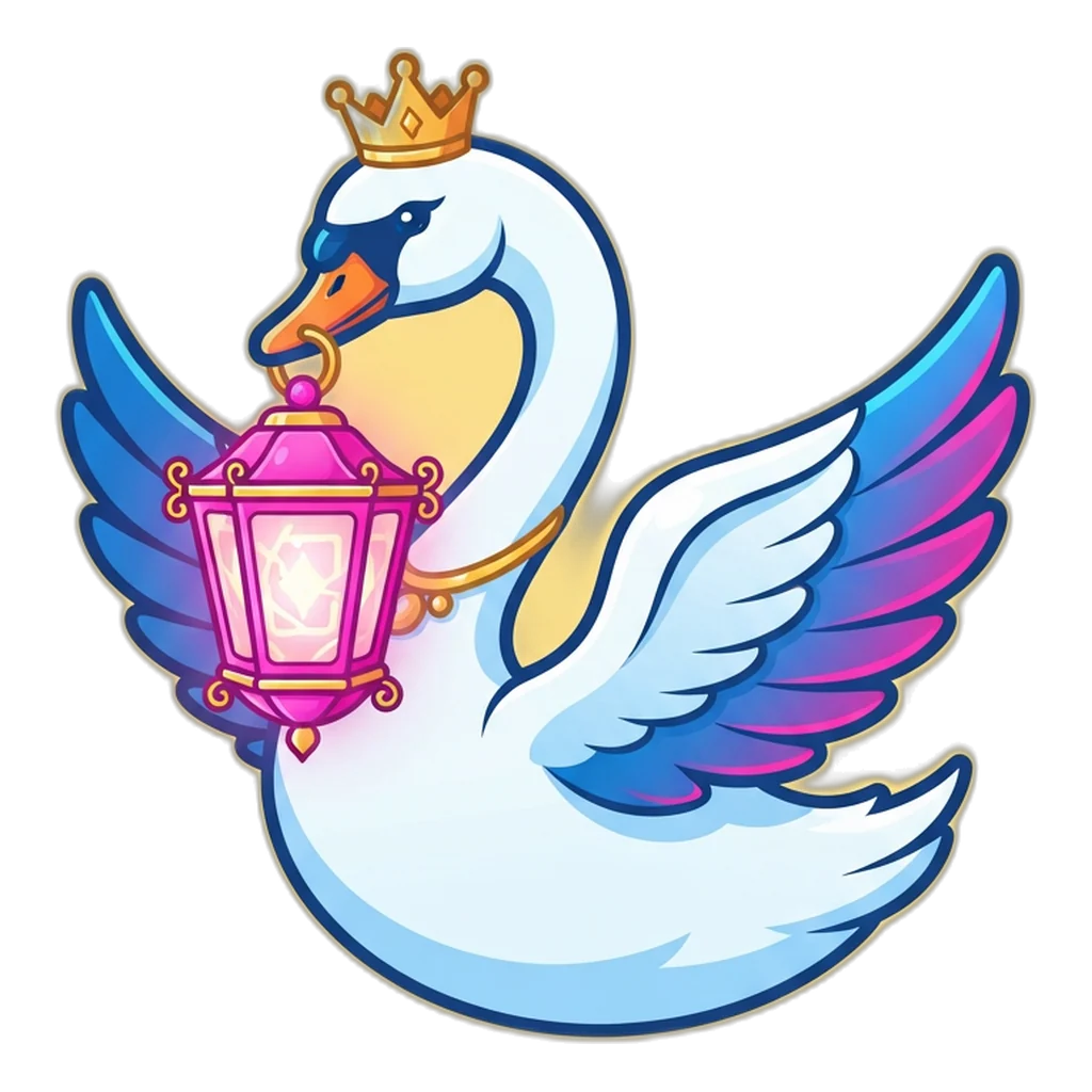 Swan holding a lantern lit with free helpline numbers for anyone who needs support